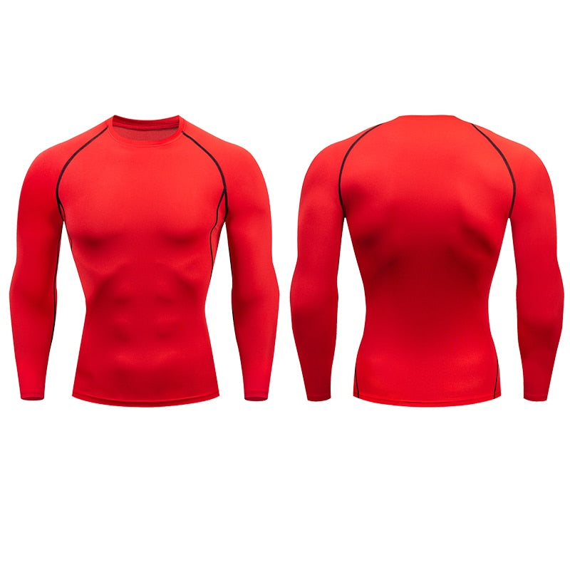 Men Compression Running T-shirt Fitness Tight Long Sleeve Sport Shirts Training Jogging Tops Gym Sportswear Dry Fit Rashgard