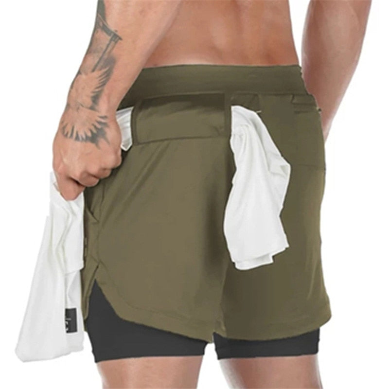 5XL Camo Running Shorts Men 2 In 1 Double-deck Quick Dry GYM Sport Shorts Fitness Jogging Workout Shorts Men Sports Short Pants