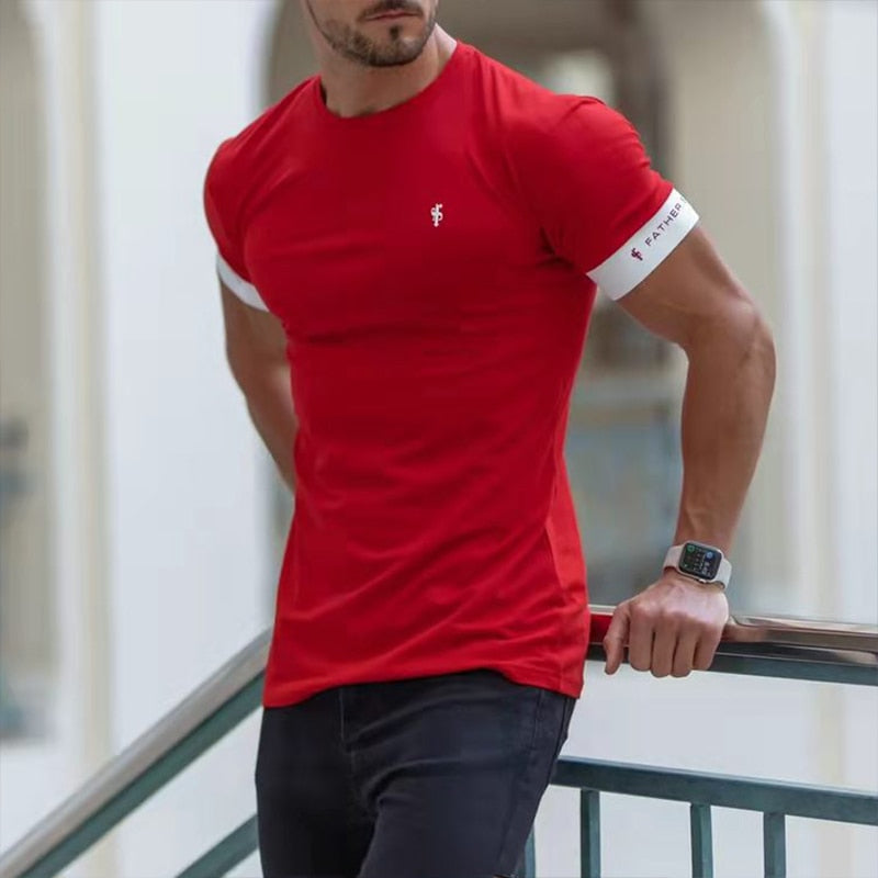 Running Shirt Men Short Sleeve Sport Workout Training Tshirt Tops Male Fitness Gym Shirt Men Male Sportswear Summer Mens T-shirt