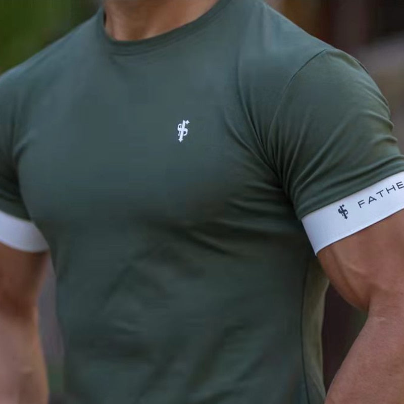 Running Shirt Men Short Sleeve Sport Workout Training Tshirt Tops Male Fitness Gym Shirt Men Male Sportswear Summer Mens T-shirt